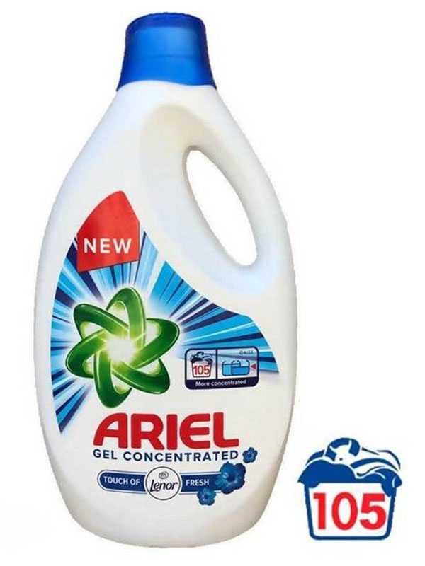 Detergent de rufe, Ariel, lichid, Gel Concentrated Touch of Lenor Fresh, 105 spalari, 5.775 Litri