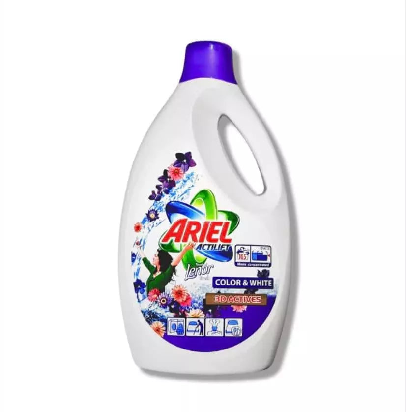 Detergent Lichid Ariel 3 D Actives Whites+Color + Lenor 120 spalari